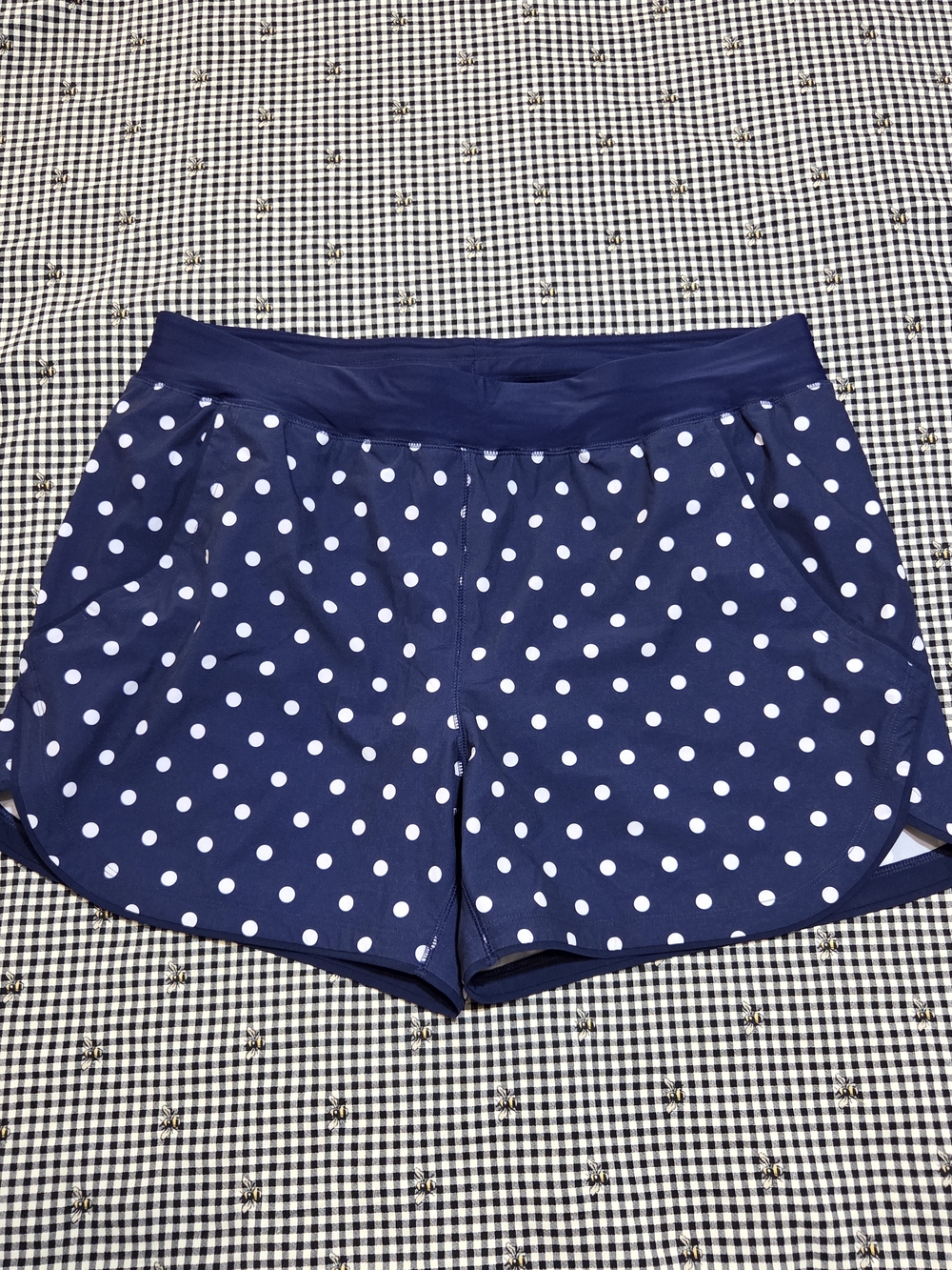 Lands' End Deep Sea Navy Polka Dot Athletic Shorts